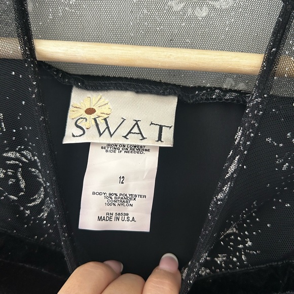 Girls 12 Chic Black Lace Mesh Long Sleeve Sleeve Kids Dress - Picture 2 of 6